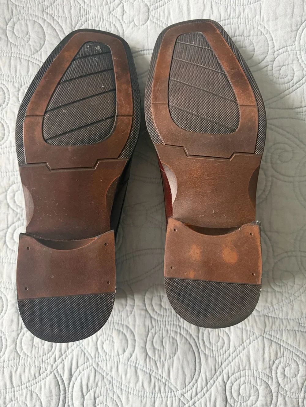 Joseph Abboud Brown Dress Shoes Man Made Upper Leather Lining Square Toe Size 12